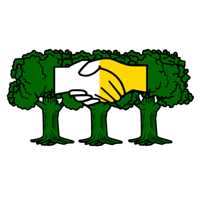 Badge: //(Fieldless) On a hurst vert a foi per pale argent and Or.// Badge: //(Fieldless) On a hurst vert a foi per pale argent and Or.//