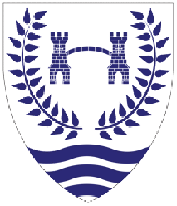 The arms of the March of St. Martin: //Argent, a bridge of one span within a laurel wreath azure and in base a ford proper.// The arms of the March of St. Martin: //Argent, a bridge of one span within a laurel wreath azure and in base a ford proper.//